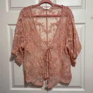 LC Lauren Conrad Blush Floral Lace Top